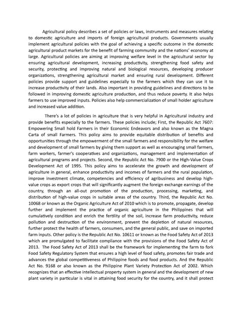 Agricultural policies - Agricultural policy describes a set of policies ...