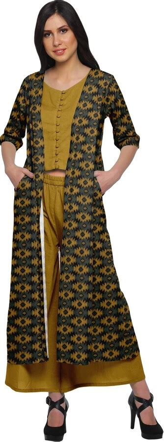 Moomaya 3 Piece Crop Top Palazzo With Shrug Set Women Ethnic Wear