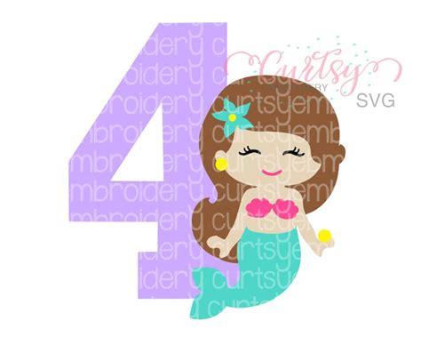 Birthday Mermaid Svg 4th Birthday Svg Mermaid Girl Svg Etsy