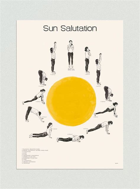 Sun Salutation Print Sun Salutation Descriptive Poster With All