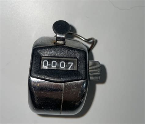 Vintage Handheld Manual Hand Tally Counter Thumb Clicker Four Digit