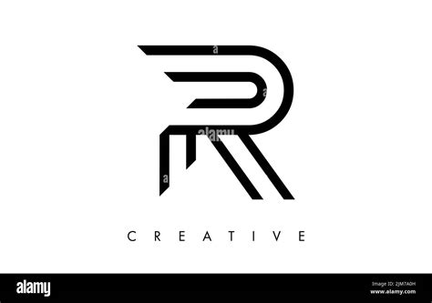 R Letter Logo Monogram With Black And White Lines And Minimalist Design