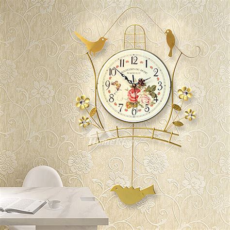 Illuminated Wall Clock Metal Bird Black/Gold Decorative For Sale Hanging