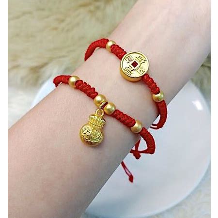 Fengshui Lucky Charm Red Adjustable Bracelet Coin Money Bag For Money