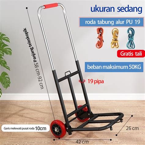 Jual 150 Kg Troli Barang Lipat Hand Truck Folding Cart Silent Wheel