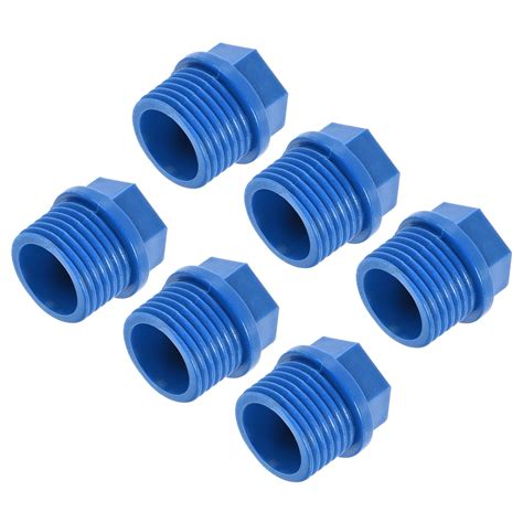 Uxcell G Male Threaded Pvc Hex Head End Cap Pipe Plug Fitting Blue