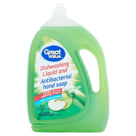 Great Value Dishwashing Liquid And Antibacterial Hand Soap Green Apple Scent 60 Fl Oz