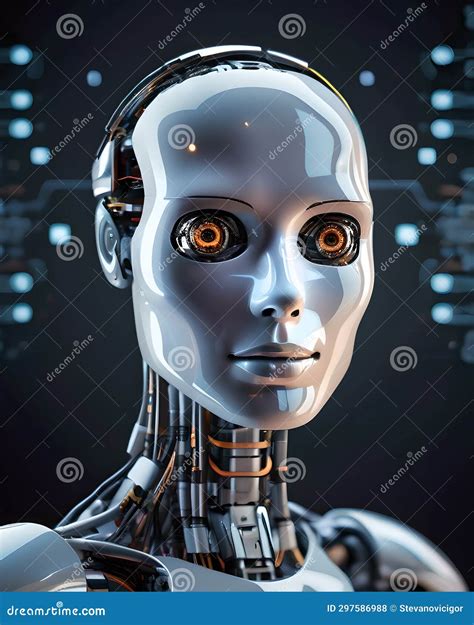 Artificial Intelligence Concept With Humanoid Robot Generative Ai Stock Illustration