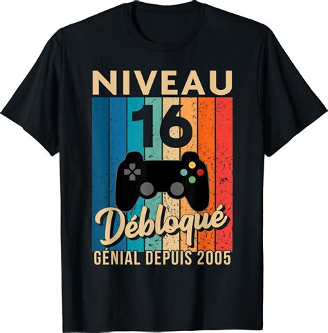 16 ans Anniversaire Garçon Fille Gamer Cadeau T Shirt Amazon fr