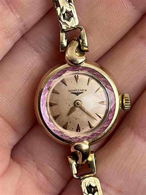 Longines Vakker Vintage Luksus Klokke Dame Gull Og Rosa Finn Torget