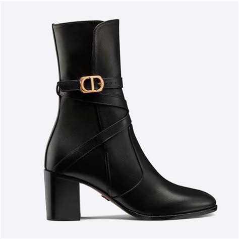 Dior Women Dior Empreinte Heeled Ankle Boot Black Soft Calfskin In 7cm Heel