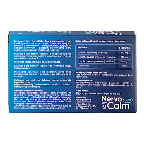 NervoCalm Sen z melatoniną 1mg i melisą tabletki 20