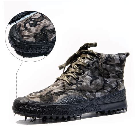 Camouflage High Tube Canvas Rubber Sole Training Shoe Men Outdoor