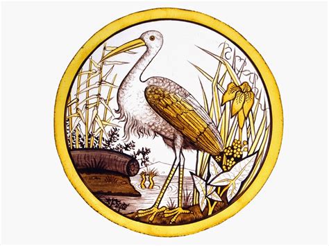 Through The Round Window Reproduction Victorian Hand Painted Stained Glass Heron Roundels