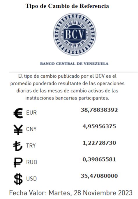 Dolar BCV Hoy 27 De Noviembre 2023 Segun El Banco Central De Venezuela