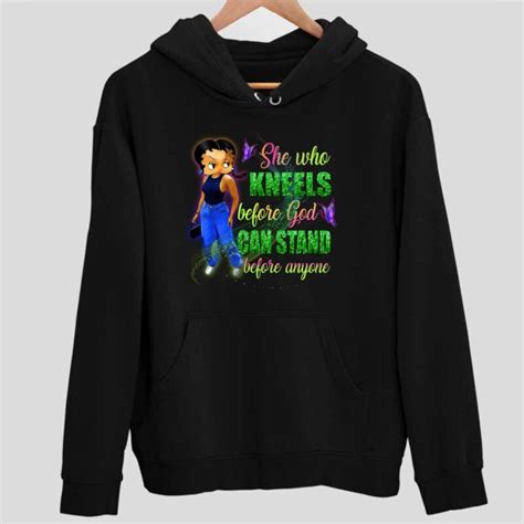 Betty Boop She Who Kneels Before God Can Stand Before Anyone Sweatshirt