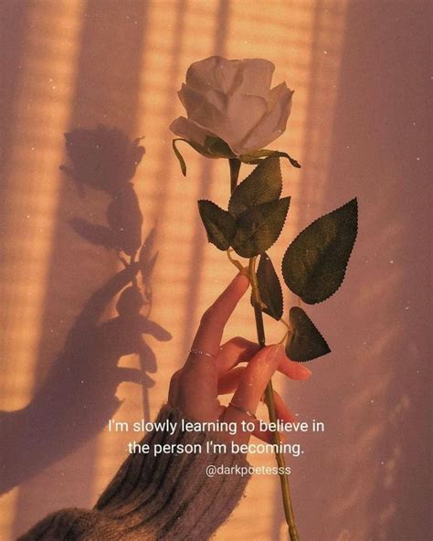 A Person Holding A White Rose In Their Hand With The Words I M Slowly