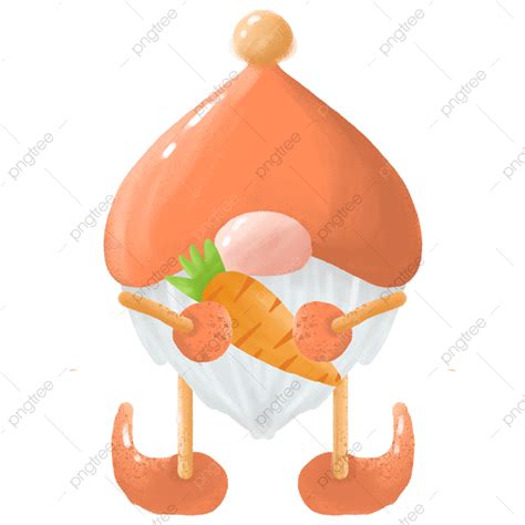 Easter Gnomes PNG Picture Easter Orange Dwarf Gnome Holding Carrot