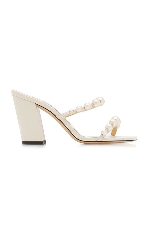 Jimmy Choo Amara Pearl Embellished Leather Sandals In White Lyst