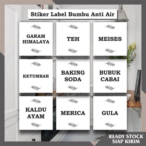 Jual STIKER BUMBU DAPUR Aesthetic 5x5cm Sticker Label Nama Masak Jays