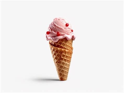 Premium AI Image There Is A Pink Ice Cream Cone With A Cherry On Top