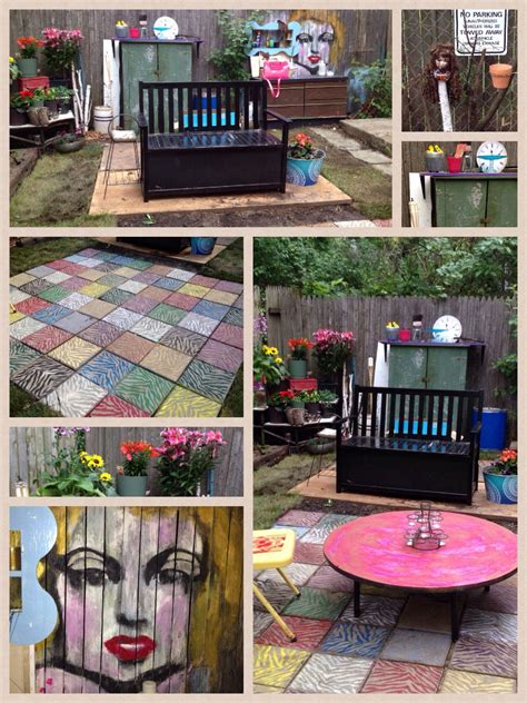 My Fabulous Backyard Spray Painted Cheap Pavers Two Old Doors As A