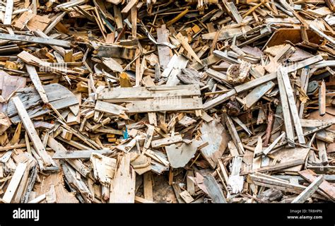 Wood Waste And Old Pallets Are Piled Up To Be Recycled Stock Photo Alamy