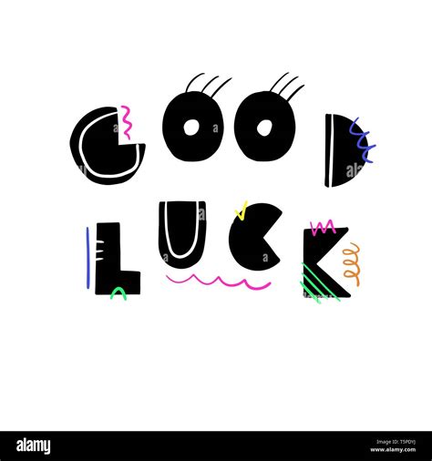 Good Luck Hand Drawn Lettering Modern Calligraphy Vector Illustration