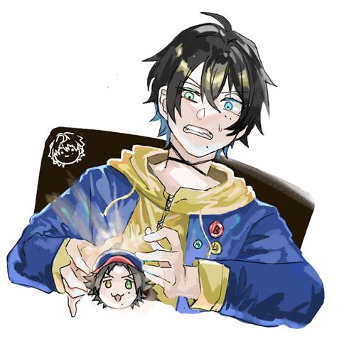 1boy Male Focus Blue Eyes Heterochromia Solo Black Hair Box Illustration Images