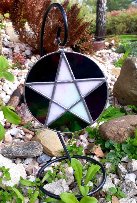 Stained Glass Pentacle Pentagram Suncatcher Witchy Decor 5 Etsy