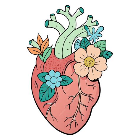 Desenho De Coração Humano Com Flores - Um desenho de um coração com flores e um desenho de Um coração humano ...