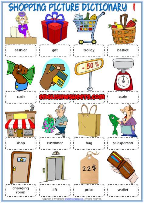 Shopping Vocabulary Esl Picture Dictionary Worksheets Picture Sexiz Pix