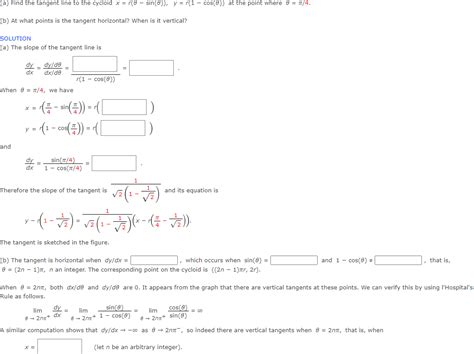 Solved A Find The Tangent Line To The Cycloid Chegg