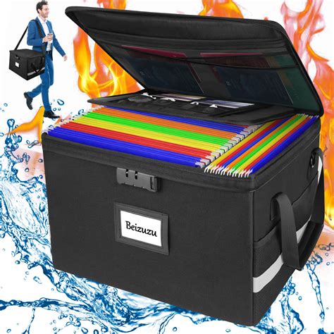 Fireproof Document Box with Lock: Waterproof File Organizer Box with ...