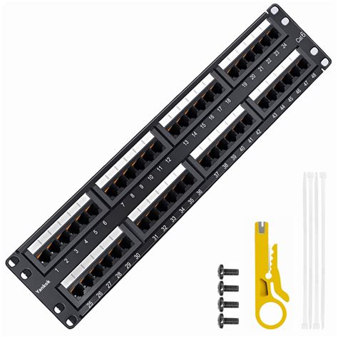 Yankok CAT6 48 Port Patch Panel Unshielded 19in.x2U Rack/Wall Mount