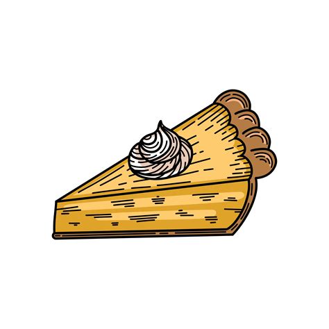 Pumpkin Pie Slice Vector Sketch Illustration For Thanksgiving Design On