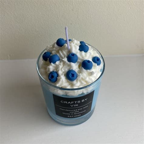 Hand Poured Fruit Dessert Candle Blueberry Scent And Design Soy Wax