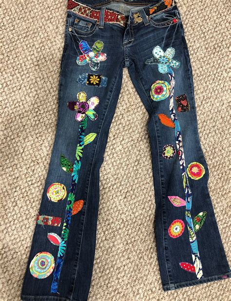 Patchwork Jeans Hippie Boho Denim Patchwork Recycled Retro Etsy