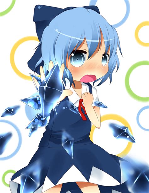 Safebooru 1girl Akisha Blue Eyes Blue Hair Blush Bow Cirno Dress Hair