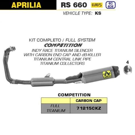 Arrow Competition Titanium Full Exhaust Aprilia RS 660 2020