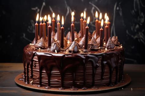 Premium AI Image | Chocolate cake with candles for a birthday