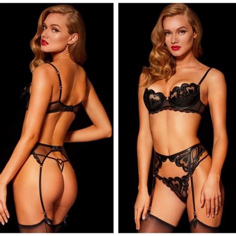 Honey Birdette Intimates And Sleepwear Honey Birdette Black Heart Leather Set Poshmark