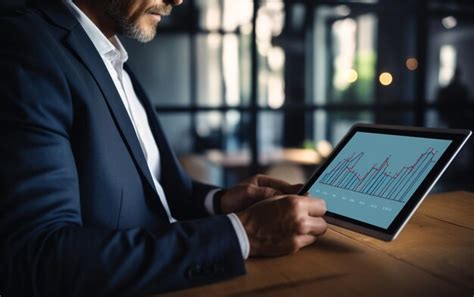 Premium Photo Businessman Using Tablet And Laptop Analyzing Sales