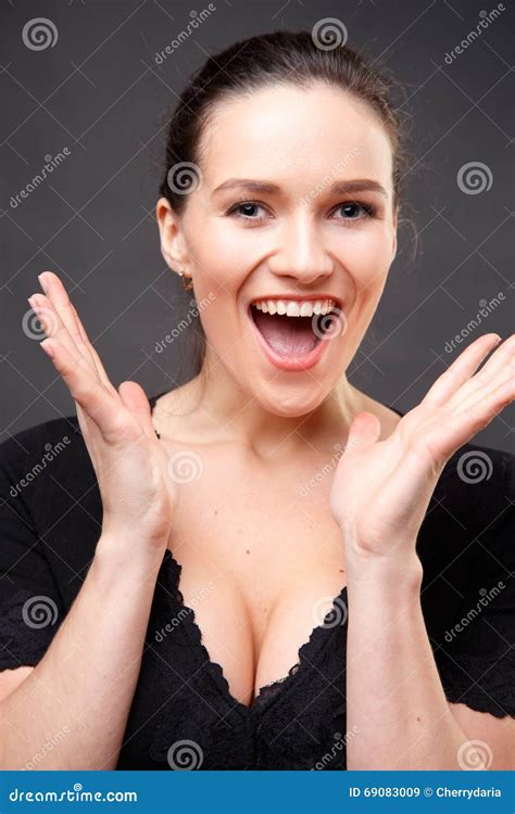 Close Up Portrait Of Elegant Brunette Woman With Nude Make Up Stock Image Image Of Female