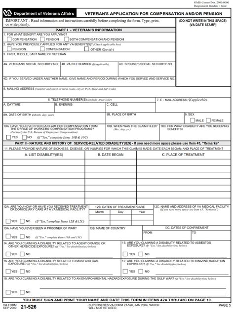 Va Form Information And Instructions For Completing The