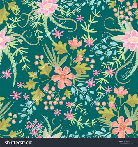 Seamless Ditsy Floral Pattern Flowers Background Stock Vector Royalty