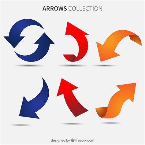 Set Of Colored Arrows Free Vector