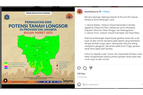 Foto Waspada Bpbd Dki Keluarkan Peringatan Dini Potensi Tanah