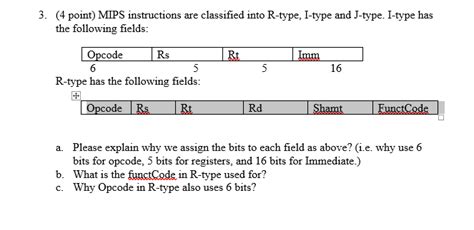 Solved 4 Point MIPS Instructions Are Classified Into Chegg