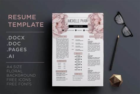 15+ Floral Resume Template PSD Ai Download - Graphic Cloud